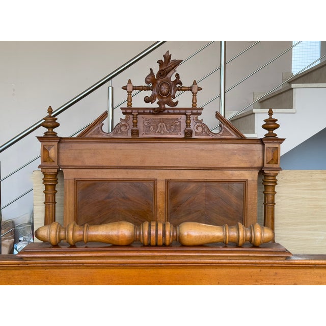 Late 19th Century Antique French Louis XVI Style Rosewood Carved Bed Frame, 1890 For Sale - Image 5 of 8