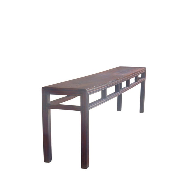 Early 19th Century Antique Chinese Elm Console Table, 9.6' Long – Qing Dynasty For Sale - Image 5 of 13