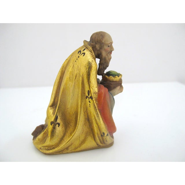 Anri Italy Ulrich Bernardi Wiseman King Melchior Gilt Wood Nativity Figurine For Sale In Portland, OR - Image 6 of 8