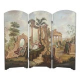 19th-C. French Neo-Classical Oil on Canvas Three Panel Screen Room Divider Wall Art For Sale