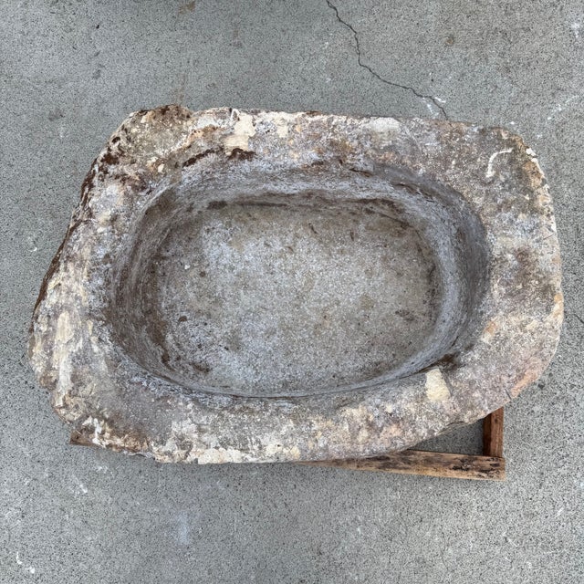 Antique Limestone Trough 51326a 31"w For Sale - Image 9 of 9