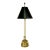 Mid-Century French Regency Neoclassical Candlestick Table Lamp & Reptile Embossed Black Shade For Sale