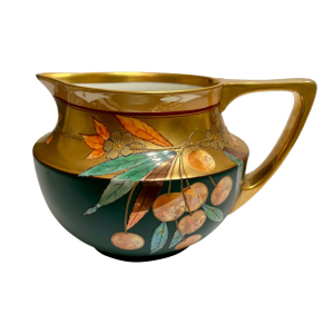 Antique Limoges Hand Painted Pitcher With Gold Handle