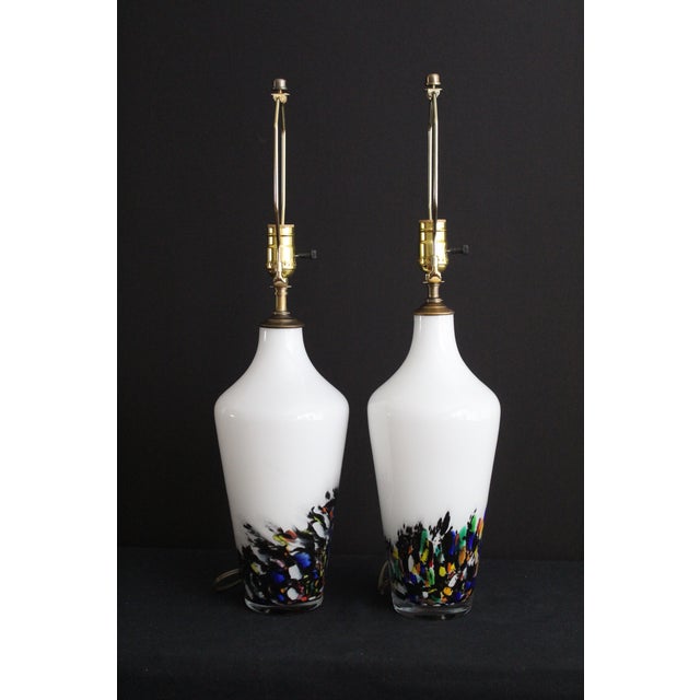 Glass Mid 20th Century Mezza Murano Style Abstract Lamps - a Pair For Sale - Image 7 of 11