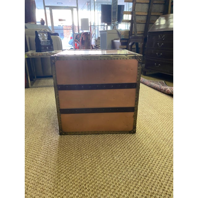 1990s Side Table Trunk W 3 Drawers Copper & Brass For Sale - Image 4 of 12