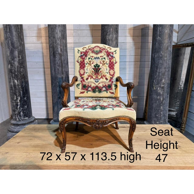 Brown French Walnut Armchair, 1890s For Sale - Image 8 of 15