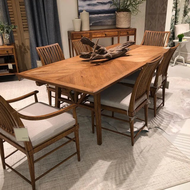 Wood Oak Parquetry Extending Dining Table For Sale - Image 7 of 8