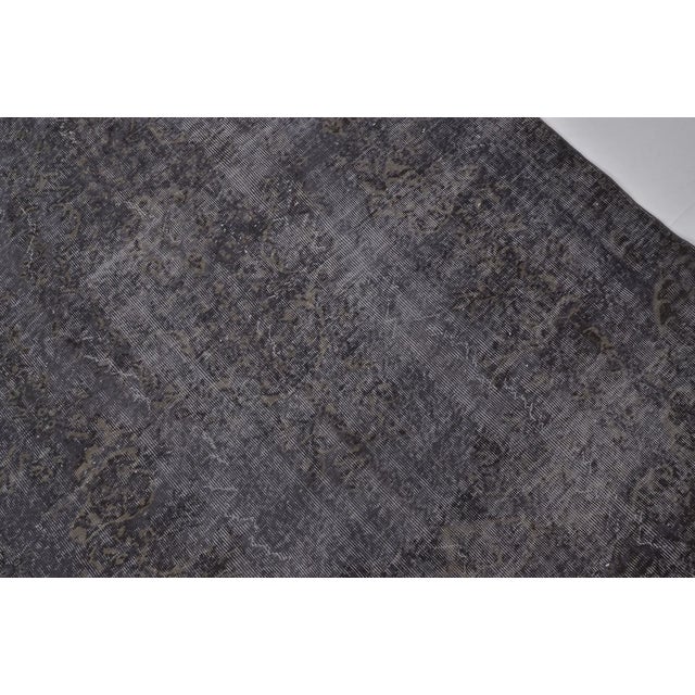 Vintage Distressed Turkish Oushak Rug in Charcoal Black, Slate Gray For Sale - Image 9 of 10
