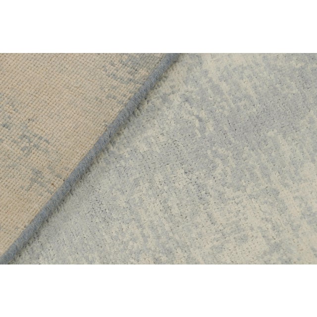 Rug & Kilim’s Geometric Ivory Blue Wool and Silk Runner For Sale - Image 9 of 9