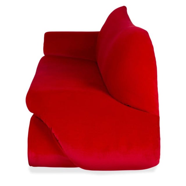 Red Velvet Fabric Three-Seater Sofa from Bretz Gaudi For Sale - Image 12 of 13