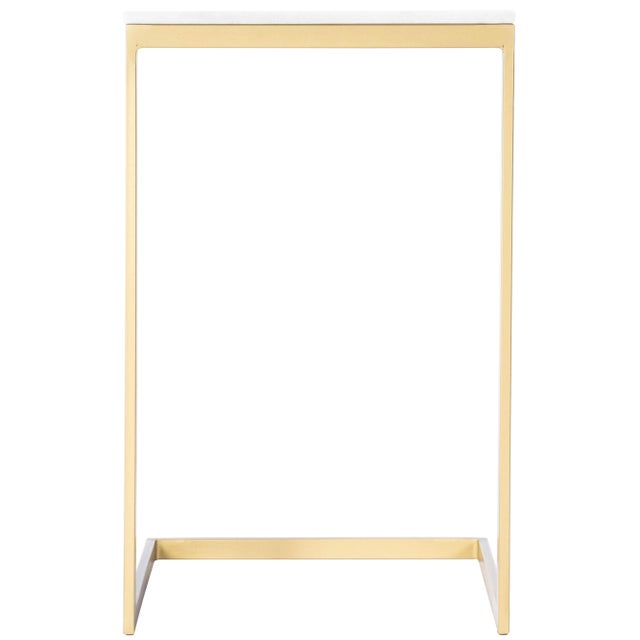 Metal Lawler Marble, Accent Table, Gold For Sale - Image 7 of 12