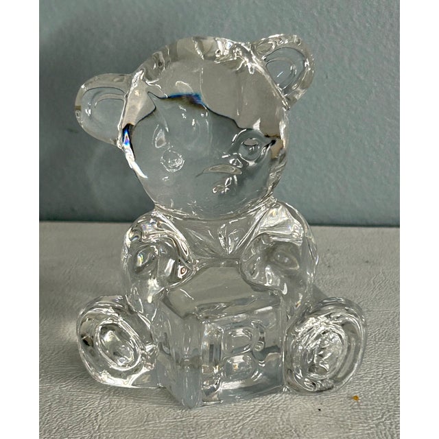 Waterford Crystal VTG Waterford Crystal Teddy Bear W Block Figurine Paperweight 3" Made in Ireland For Sale - Image 4 of 12