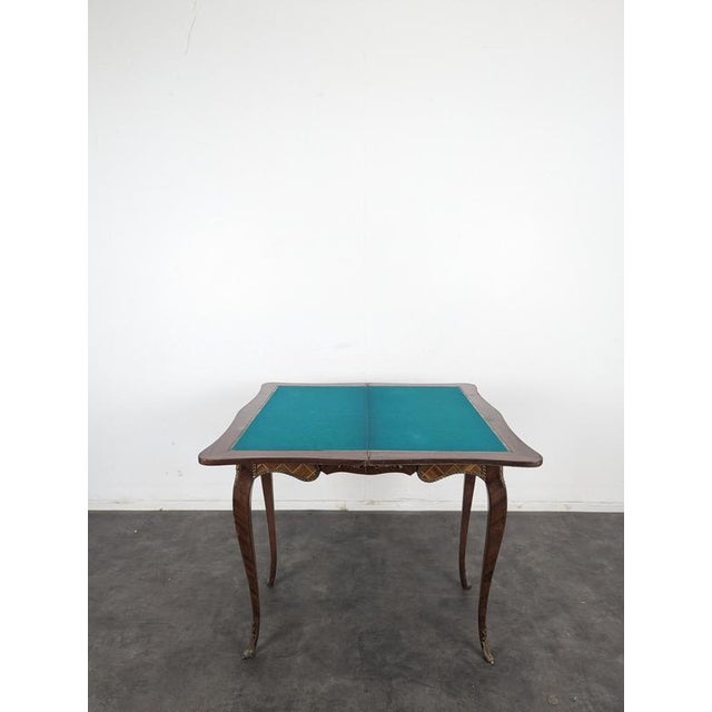 Green Louis XV Style Marquetry and Gilt Bronze Gaming Table For Sale - Image 8 of 10