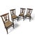 4 x elm dining chair with a carved back frame in a rosette / floral decorated / Fluted saber-curved front legs / saber-...