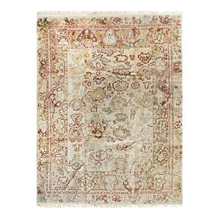 Light Ivory Decorative Turkish Oushak Design Mohair Hand-Knotted New Rug Carpet For Sale