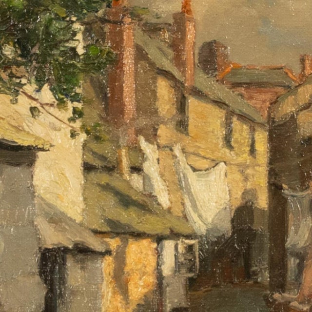 Antique American California Impressionist Oil Canvas Painting St. Ives Cornwall by Anna Althea Hills, 1910 For Sale - Image 10 of 13