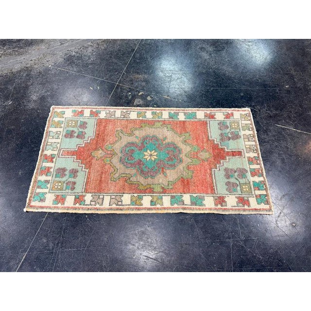 Turkish Mini Rug Oriental Hand Knotted Vintage Rug 1'7" x 2'11" #17891 For Sale - Image 4 of 8