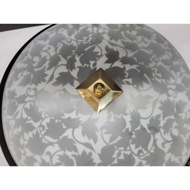 1980s Vintage Mid Century White Frosted Flowers Vines Glass Ceiling Light For Sale - Image 5 of 8