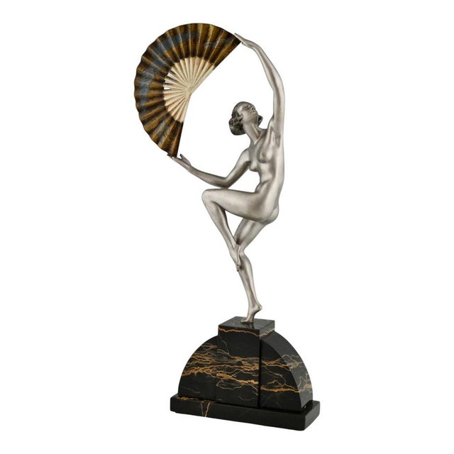 Black Marcel Bouraine, Art Deco Nude Fan Dancer, 1925, Bronze on Marble Base For Sale - Image 8 of 13