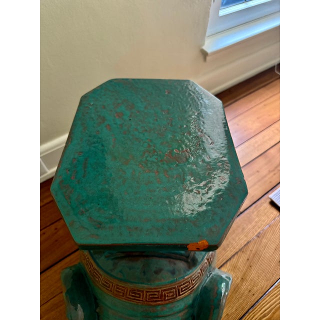Mid-Century Modern Mid 20th Century Vintage Glazed Elephant Garden Stool For Sale - Image 3 of 10