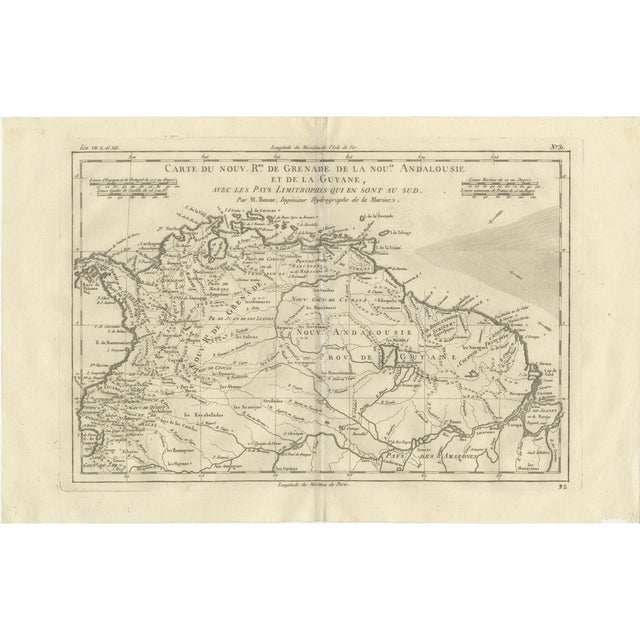 New Granada, New Andalusia and Guiana Map by Rigobert Bonne, 1780s For Sale
