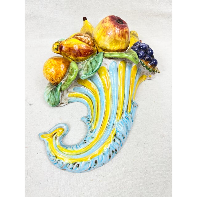 Vintage Majolica Cornucopia Wall Decor | Chairish