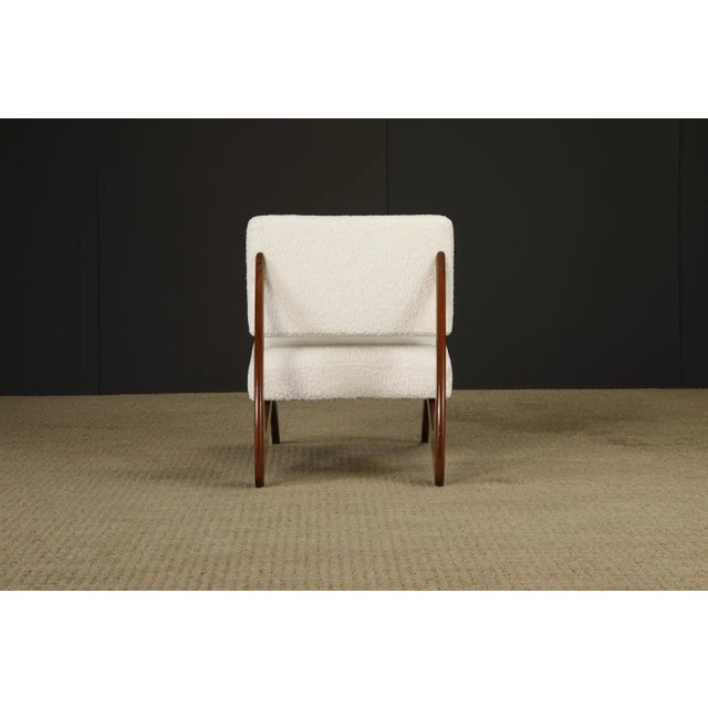 Brazilian Modern Sculptural Rosewood and White Bouclé Lounge Chair, 1960s For Sale - Image 9 of 16