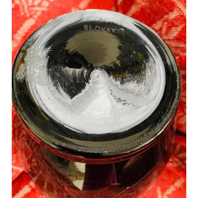 1910s Large Antique Art Nouveau Black Amethyst Glass Silver Overlay Butterfly Vase For Sale - Image 4 of 7