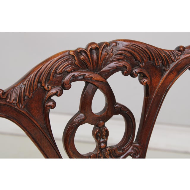 Wood Set of 6 Maitland Smith Chippendale Mahogany Dining Room Chairs For Sale - Image 7 of 18