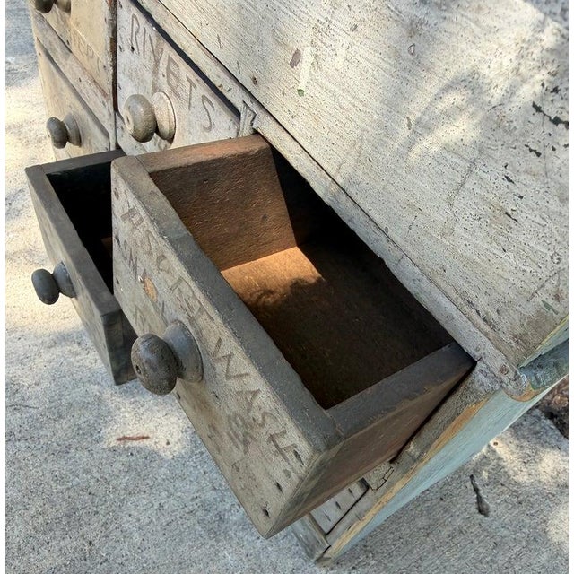Folk Art Late 19th Century Original Painted Apothecary Cabinet/Trunk For Sale - Image 3 of 10