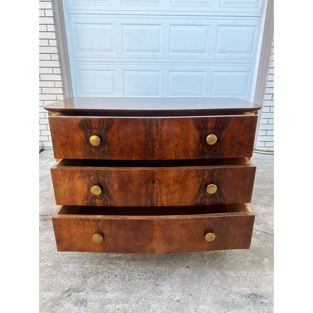 Burnt Umber French Art Deco 1930's Solid Walnut Commode / Chest of Drawers For Sale - Image 8 of 12