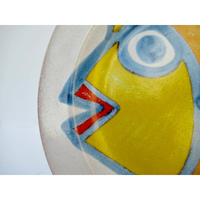 1960s C.1960's Italian Giovanni DeSimone "Rare," Hand-Painted, Ceramic Glazed Fish Plate For Sale - Image 5 of 10