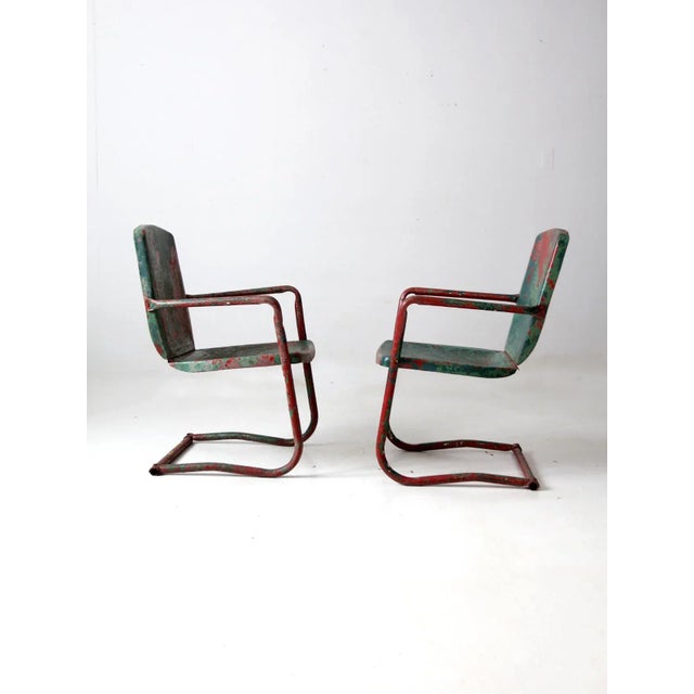 Mid-Century Metal Patio Chairs - A Pair For Sale - Image 10 of 11