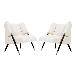 Set of Lounge Chairs by Karpen of California in Mohair, Circa 1950s For Sale