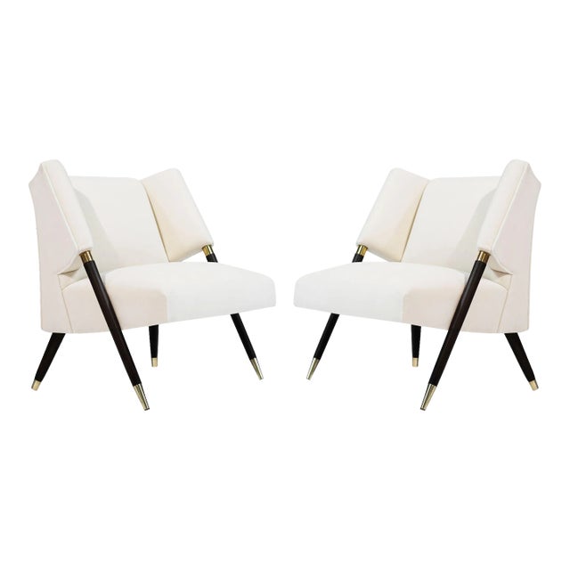 Set of Lounge Chairs by Karpen of California in Mohair, Circa 1950s For Sale