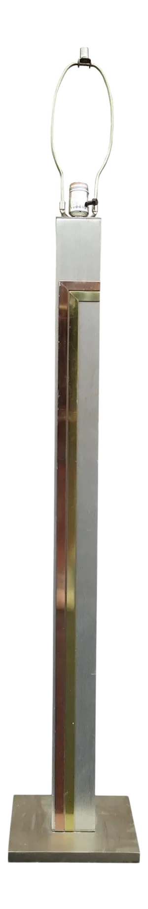 1970s Pierre Cardin Art Deco Style Brushed Aluminum Floor Lamp With Copper and Brass Accents