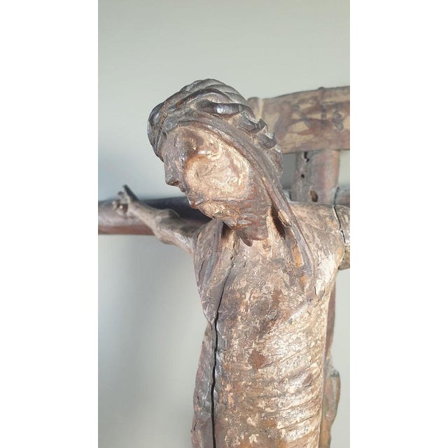 Wood Romanesque Christ, 17th Century, Fruitwood For Sale - Image 7 of 18