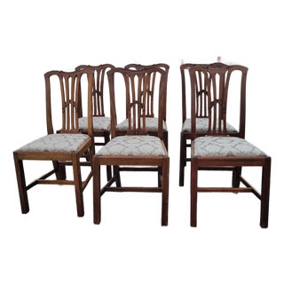 19th Century Solid Mahogany, 6 Dining Room Chairs. Chippindale Made in England For Sale
