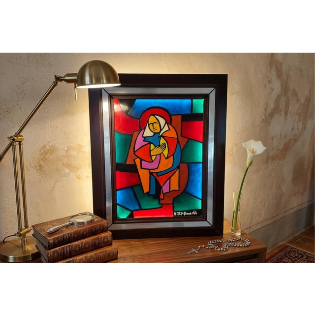A fascinating original work entitled "madonna," created by artist s.f. Di biase in 1974. this is a unique piece in "enamel...