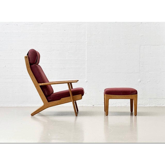 Maroon High Armchair with Ottoman GE290 Series by Hans J. Wegner for Getama For Sale - Image 8 of 18