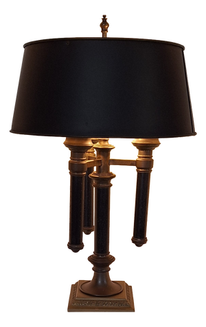 Vintage English 3-Light Table Lamp with Brass Frame and Shade, 1970s