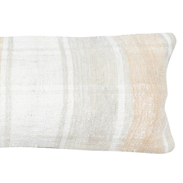 Traditional 12"x35" Natural Hemp Cushion Cover. Vintage Handwoven Lumbar Pillow Cover For Sale - Image 3 of 4