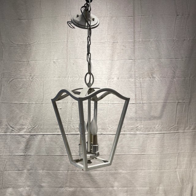 Contemporary Distressed White Hanging Lantern For Sale - Image 3 of 4