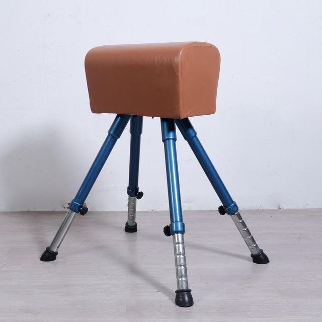 Vintage Height-Adjustable Leather Gym Stand, 1980s For Sale - Image 15 of 18