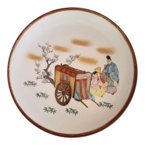 Vintage 1980s Japanese Porcelain Decorative Plate Marked