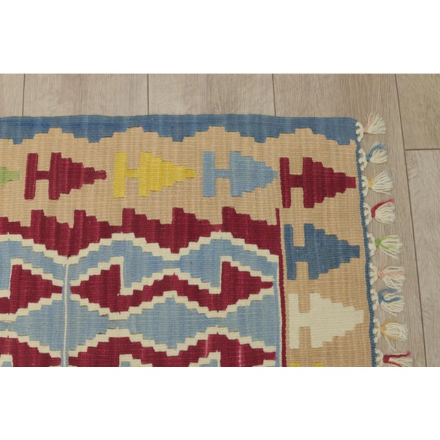 Blue 1970s Scandinavian Blue Kilim Rug For Sale - Image 8 of 13