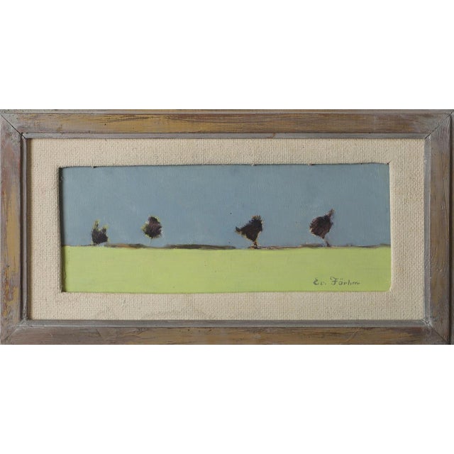 Original Swedish Oil on Panel – “Scanian Landscape” by Evert Färhm (1901–1971) – Signed – Vintage & Framed – 45 × 25 cm...