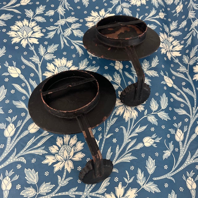 19th Century Antique Spider Web Mirrored Back Candle Sconces For Sale - Image 5 of 5