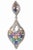 A mosaic of oval, faceted, colored (blue, pink, yellow and green) sapphires in a bezel setting bordered in pave`-set...