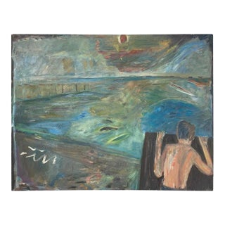 Warren Fischer Original Vintage Figurative Abstract Painting For Sale